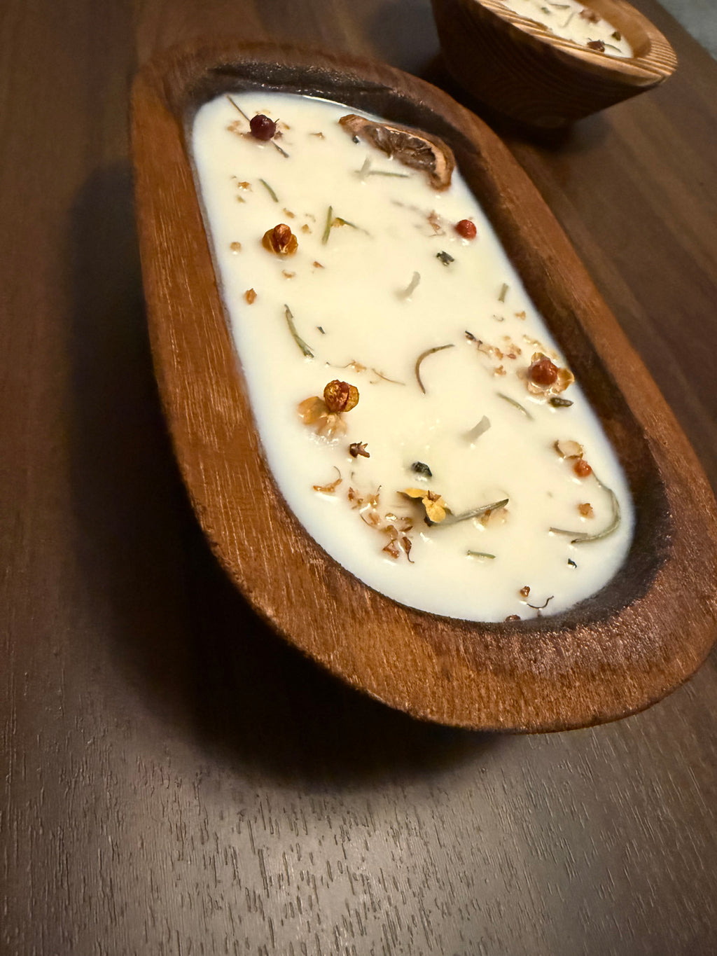 Mahogany Teakwood Wooden Dough Bowl Candle — 3 Wick | FELK Candle