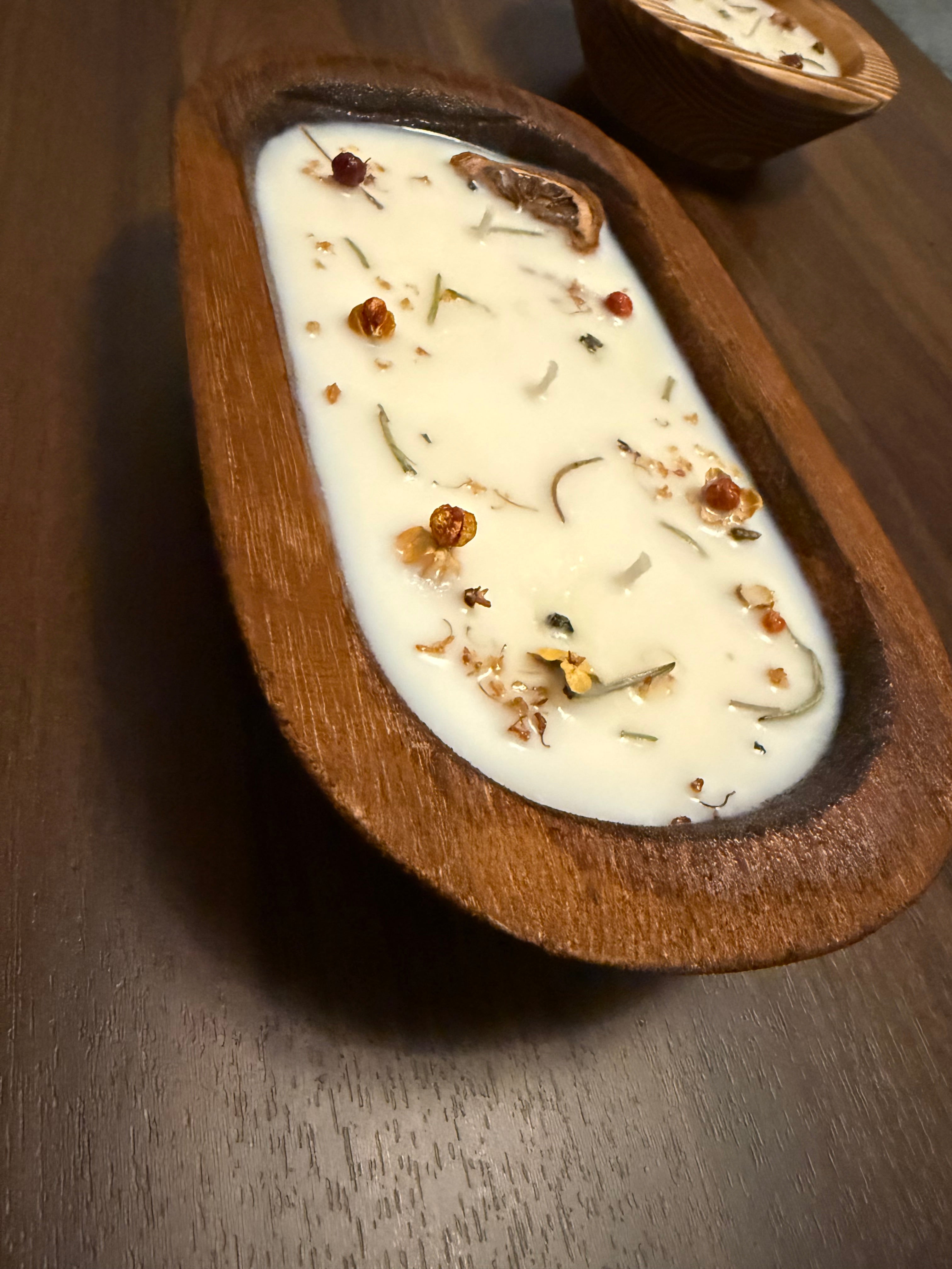 Mahogany Teakwood Wooden Dough Bowl Candle — 3 Wick | FELK Candle