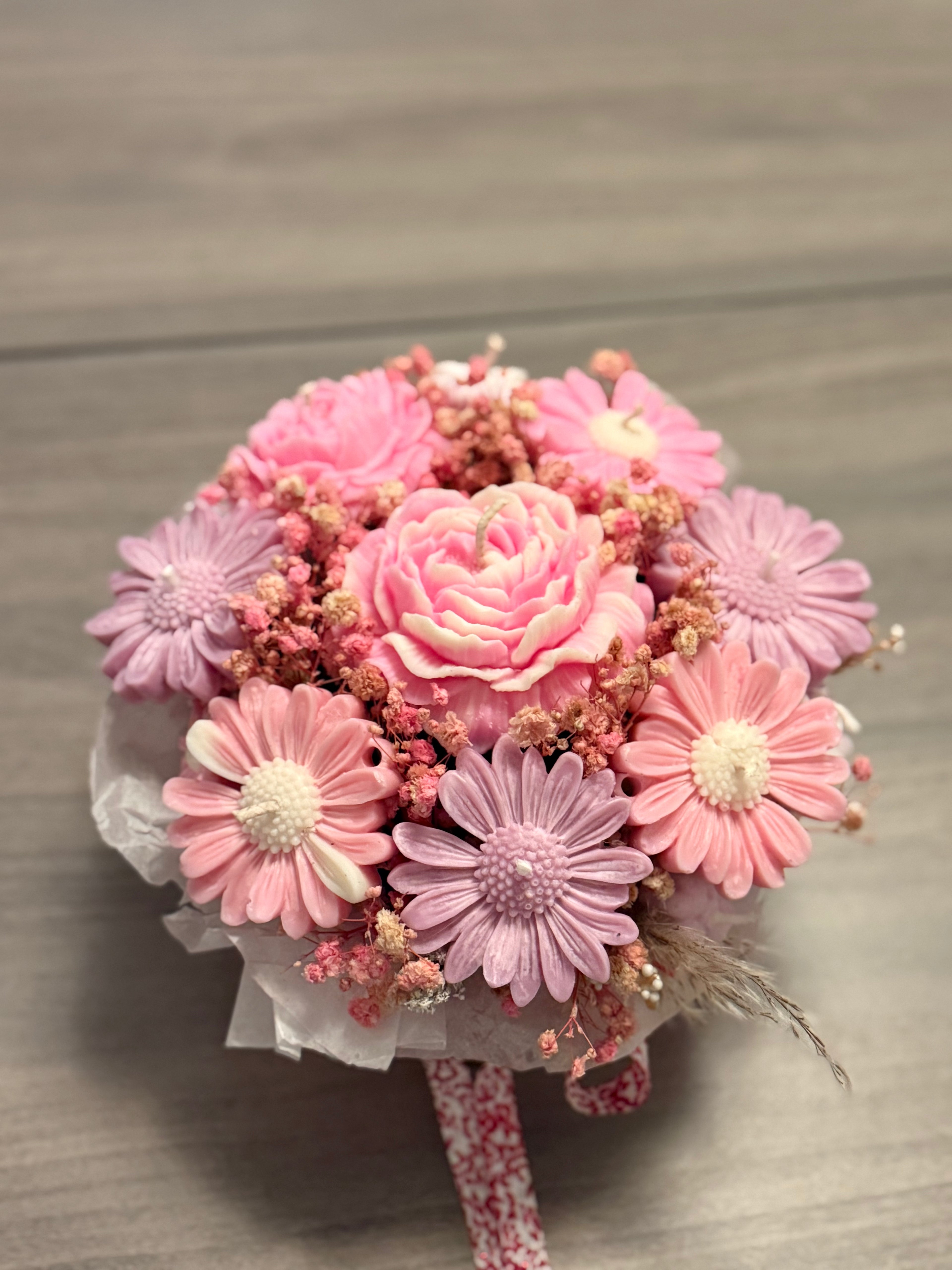 Gardenia Scented Candle Flower Bouquet – Luxury Handmade Gift