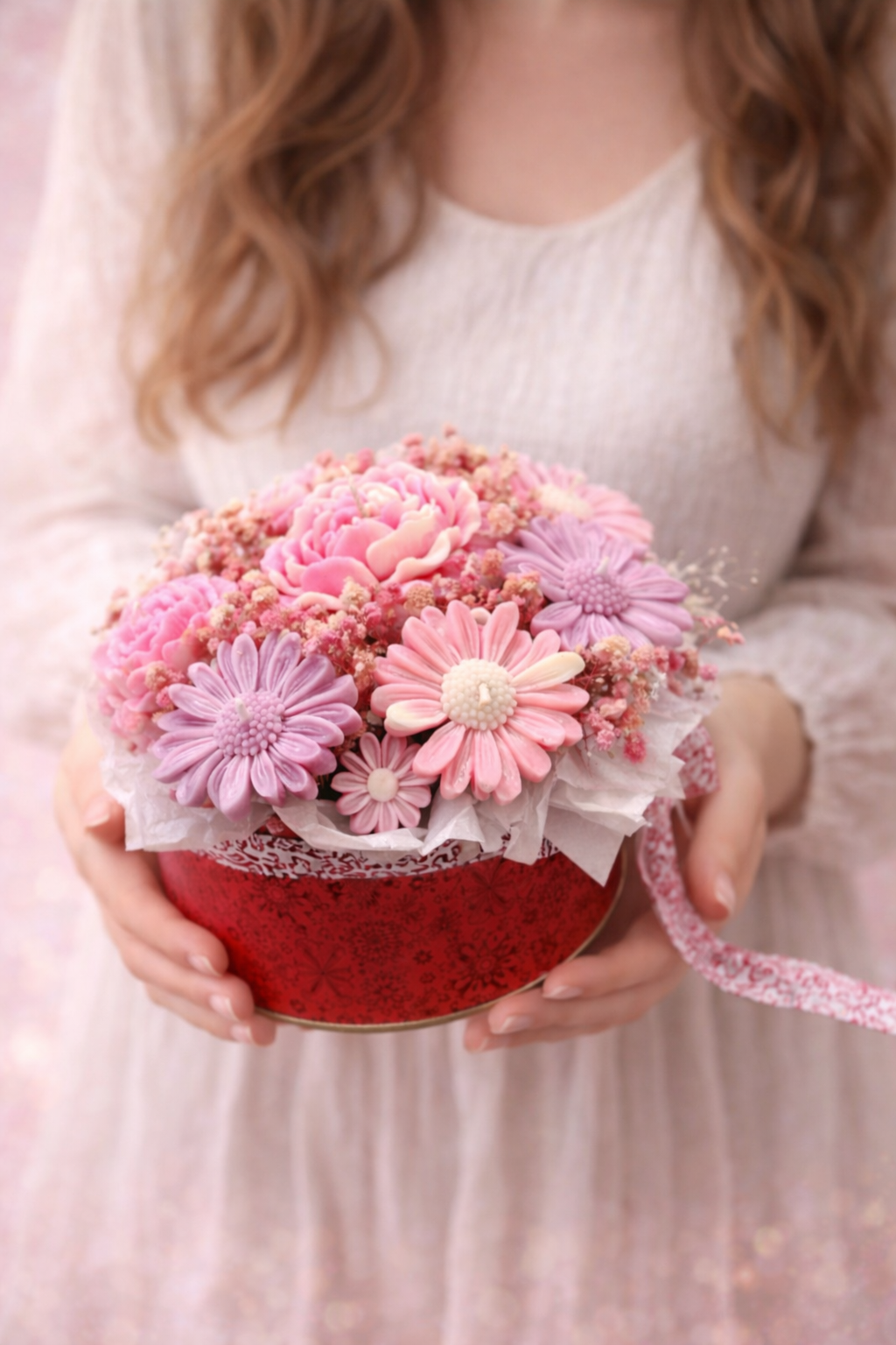 Gardenia Scented Candle Flower Bouquet – Luxury Handmade Gift